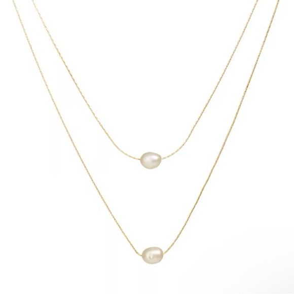 Stainless Steel  2 Layer Natural Freshwater Pearl Chain Choker - Picture 5 of 5